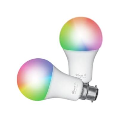 Trust Smart Home Smart WiFi LED-lampa E27 vit och färg, LED-glödlampa kompatibel med Alexa, 2-pack Trust Smart Home Smart WiFi LED-lampa E27 vit och färg, LED-glödlampa kompatibel med Alexa, 2-pack