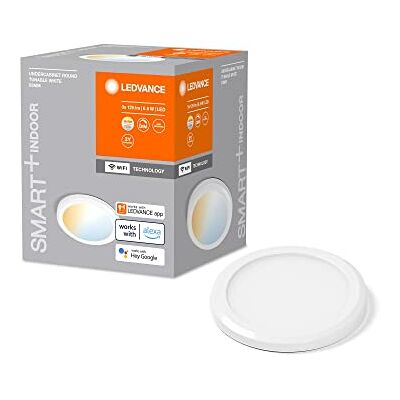 LEDVANCE SMART+ WiFi underskåpsljus, rund, vit, 6,5W, 375lm, 83mm, justerbart vitt ljus, dimbar, lång livslängd, enkel montering, styrbar av ca, 3000K 6500K, för kök, hyllor LEDVANCE SMART+ WiFi underskåpsljus, rund, vit, 6,5W, 375lm, 83mm, justerbart vitt ljus, dimbar, lång livslängd, enkel montering, styrbar av ca, 3000K 6500K, för kök, hyllor