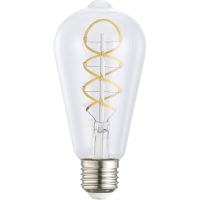 EGLO E27 LED-lampa, spiralformad glödlampa vintage dekorativ glödlampa i retrodesign, 7,3 watt, varmvit, 2700k, Edisonlampa ST64, Ø 6,4 cm EGLO E27 LED-lampa, spiralformad glödlampa vintage dekorativ glödlampa i retrodesign, 7,3 watt, varmvit, 2700k, Edisonlampa ST64, Ø 6,4 cm