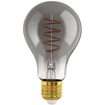 EGLO E27 LED-lampa dimbar, glödlampa med spiralfilament, svart-transparent vintage ljuskälla i retrodesign, 4 Watt, 100 Lumen, lampor varmvit, 2000 K, Edison A75, Ø 7,5 cm EGLO E27 LED-lampa dimbar, glödlampa med spiralfilament, svart-transparent vintage ljuskälla i retrodesign, 4 Watt, 100 Lumen, lampor varmvit, 2000 K, Edison A75, Ø 7,5 cm