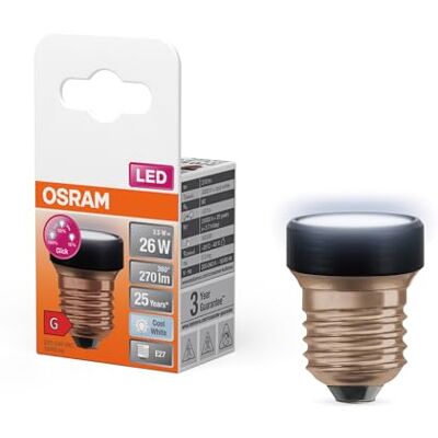 OSRAM LED STAR FLAT med 3,5W (som 26W), 270lm/4000K, kallvit 840, frostad, plast i svart, med E27-gänga, 3-vägsdimbar via väggströmbrytare, 35mm diameter, 4-pack OSRAM LED STAR FLAT med 3,5W (som 26W), 270lm/4000K, kallvit 840, frostad, plast i svart, med E27-gänga, 3-vägsdimbar via väggströmbrytare, 35mm diameter, 4-pack
