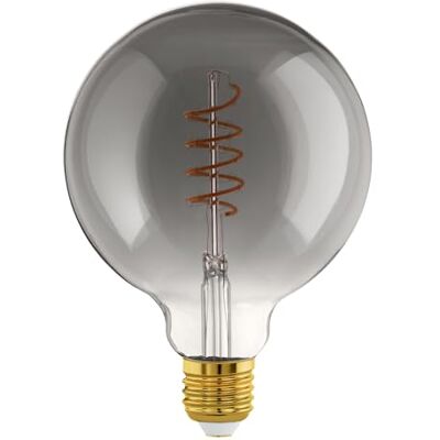 EGLO E27 LED-lampa dimbar, klotformad glödlampa med spiralfilament, svart-transparent vintage ljuskälla i retrodesign, 4 Watt, 100 Lumen, lampor varmvit, 2000 K, Edison G125, Ø 12,5 cm EGLO E27 LED-lampa dimbar, klotformad glödlampa med spiralfilament, svart-transparent vintage ljuskälla i retrodesign, 4 Watt, 100 Lumen, lampor varmvit, 2000 K, Edison G125, Ø 12,5 cm