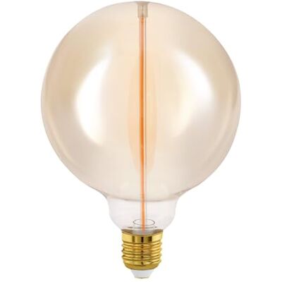 EGLO E27 LED-lampa, stegvist dimbar via strömbrytare, rund vintagelampa i bärnstensfärgat glas, 2 watt, 100 lumen, varmvit (1800 K), Edison-lampa G125, diameter 12,5 cm EGLO E27 LED-lampa, stegvist dimbar via strömbrytare, rund vintagelampa i bärnstensfärgat glas, 2 watt, 100 lumen, varmvit (1800 K), Edison-lampa G125, diameter 12,5 cm