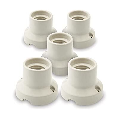 AMARCORDS – 5 lamphållare av porslin, sockel E27, lampbas i vintage-färg vit AMARCORDS – 5 lamphållare av porslin, sockel E27, lampbas i vintage-färg vit