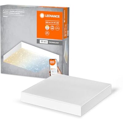 LEDVANCE SMART+ WiFi glitterpanellampa, 300x300, 21W, 1800lm, justerbart vitt ljus (3000K till 6500K), ramlöst, med glittereffekt, appkontrollerbar, kompatibel med Amazon, Google, etc. LEDVANCE SMART+ WiFi glitterpanellampa, 300x300, 21W, 1800lm, justerbart vitt ljus (3000K till 6500K), ramlöst, med glittereffekt, appkontrollerbar, kompatibel med Amazon, Google, etc.