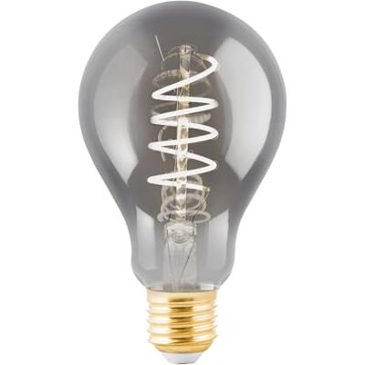 EGLO LED E27 lampa dimbar, vintage glödlampa svart-transparent, spiral LED 4 watt (motsvarar 15 watt), 100 lumen, E27 LED varm vit, 2000 Kelvin, dekorativ LED-lampa A75, Ø 7,5 cm EGLO LED E27 lampa dimbar, vintage glödlampa svart-transparent, spiral LED 4 watt (motsvarar 15 watt), 100 lumen, E27 LED varm vit, 2000 Kelvin, dekorativ LED-lampa A75, Ø 7,5 cm