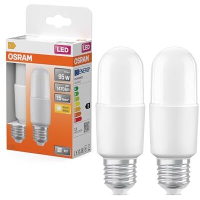 OSRAM LED Classic Stick-lampa 11W 827, 2700 K varmvit, E27, matt, 1470 lm, 15 000 timmar, för bostadsområden OSRAM LED Classic Stick-lampa 11W 827, 2700 K varmvit, E27, matt, 1470 lm, 15 000 timmar, för bostadsområden