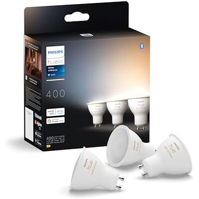 Philips White Ambiance GU10 4,2W smarta LED-spotlights (3pack), smart hem dimbar lampa, Bluetooth/Zigbee, varmt till kallt ljus 2200–6500K, röststyrning med Alexa, Google & Siri Philips White Ambiance GU10 4,2W smarta LED-spotlights (3pack), smart hem dimbar lampa, Bluetooth/Zigbee, varmt till kallt ljus 2200–6500K, röststyrning med Alexa, Google & Siri