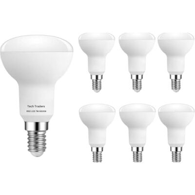 Tech Traders Reflektor R50 LED-lampor, plast, E14, kall vit, 7 W (6 000 K), 6 stycken Tech Traders Reflektor R50 LED-lampor, plast, E14, kall vit, 7 W (6 000 K), 6 stycken