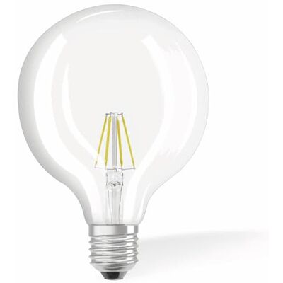 OSRAM LED Star Classic Globe lampa, i bollform med E27-sockel, ej dimbar, 4,5 W motsvarande 40 W, filamentstil klar, varmvit – 2 700 kelvin, 1-pack OSRAM LED Star Classic Globe lampa, i bollform med E27-sockel, ej dimbar, 4,5 W motsvarande 40 W, filamentstil klar, varmvit – 2 700 kelvin, 1-pack