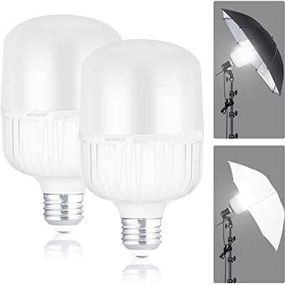 NEEWER Set med 2 LED-lampor E27 35W, 3450 lumen/5700K/CRI 93+/1 5000h livslängd, belysning för videofotografering, icke-flimmer/icke-dimbar 350 W glödlampa, CE&UKCA-certifierad NEEWER Set med 2 LED-lampor E27 35W, 3450 lumen/5700K/CRI 93+/1 5000h livslängd, belysning för videofotografering, icke-flimmer/icke-dimbar 350 W glödlampa, CE&UKCA-certifierad