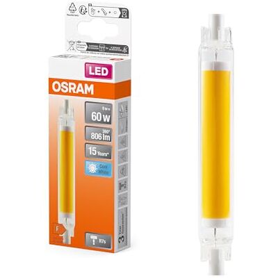 OSRAM LED Slim Line smal multicolor LED-lampa med R7s retrofit-sockel, 8 W / 806 lm, klar, kallvitt ljus med 4000 K, ej dimbar, IP20, blyfritt glas, 16 mm diameter OSRAM LED Slim Line smal multicolor LED-lampa med R7s retrofit-sockel, 8 W / 806 lm, klar, kallvitt ljus med 4000 K, ej dimbar, IP20, blyfritt glas, 16 mm diameter