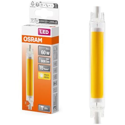 OSRAM LED Slim Line smal multicolor LED-lampa med R7s retrofit-sockel, 8 W / 806 lm, klar, varmvitt ljus med 2700 K, ej dimbar, IP20, blyfritt glas, 16 mm diameter OSRAM LED Slim Line smal multicolor LED-lampa med R7s retrofit-sockel, 8 W / 806 lm, klar, varmvitt ljus med 2700 K, ej dimbar, IP20, blyfritt glas, 16 mm diameter