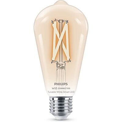 Philips Smart Lighting, Smart LED ST64-glödtrådslampa, stämningsbelysning, E27-sockel, 806 lm, justerbart vitt ljus 2 200–6 500 K, dimbar (låg), ansluten via WiZ, Alexa, Google Home, Apple Home Philips Smart Lighting, Smart LED ST64-glödtrådslampa, stämningsbelysning, E27-sockel, 806 lm, justerbart vitt ljus 2 200–6 500 K, dimbar (låg), ansluten via WiZ, Alexa, Google Home, Apple Home