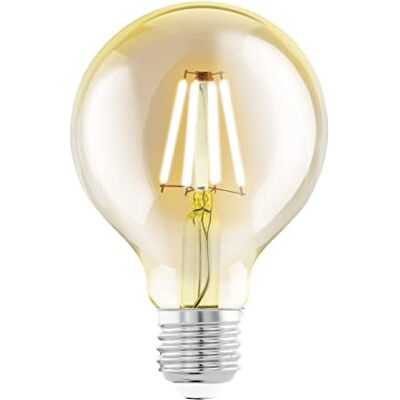 EGLO LED E27-lampa, bärnstensfärgad vintagelampa LED-jordglob för retrobelysning, 4 watt (motsvarande 30 watt), 320 lumen, E27 LED varmvit, 2200 Kelvin, LED-lampor, Edison EGLO LED E27-lampa, bärnstensfärgad vintagelampa LED-jordglob för retrobelysning, 4 watt (motsvarande 30 watt), 320 lumen, E27 LED varmvit, 2200 Kelvin, LED-lampor, Edison
