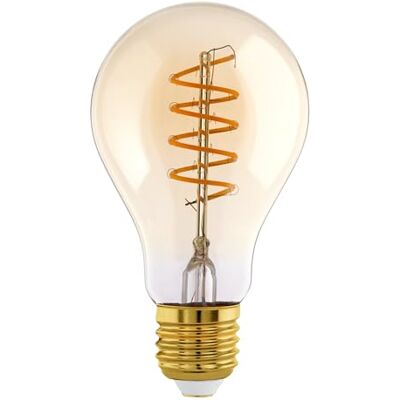 EGLO E27-lampa, dimbar, spiral-LED-glödlampa, vintage-ljuskälla för retrobelysning, 8 watt (motsvarar 60 watt), 806 lumen, varmvit, 2 700 K, Edison-lampa A60, diameter 6 cm EGLO E27-lampa, dimbar, spiral-LED-glödlampa, vintage-ljuskälla för retrobelysning, 8 watt (motsvarar 60 watt), 806 lumen, varmvit, 2 700 K, Edison-lampa A60, diameter 6 cm