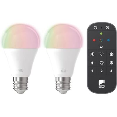EGLO connect.z 2-pack Smart Home LED-lampor E27, A60, matt, ZigBee, app och röststyrning Alexa, med fjärrkontroll, dimbar, varmvitt-kallvitt, RGB, 11 watt, glödlampa opalvit EGLO connect.z 2-pack Smart Home LED-lampor E27, A60, matt, ZigBee, app och röststyrning Alexa, med fjärrkontroll, dimbar, varmvitt-kallvitt, RGB, 11 watt, glödlampa opalvit