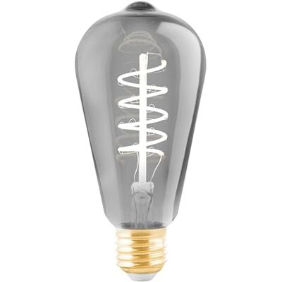 EGLO LED E27 lampa dimbar, vintage glödlampa svart-transparent, spiral LED 4 watt (motsvarar 15 watt), 100 lumen, E27 LED varmvit, 2 000 kelvin, dekor-LED-belysning ST64, Ø 6,4 cm EGLO LED E27 lampa dimbar, vintage glödlampa svart-transparent, spiral LED 4 watt (motsvarar 15 watt), 100 lumen, E27 LED varmvit, 2 000 kelvin, dekor-LED-belysning ST64, Ø 6,4 cm
