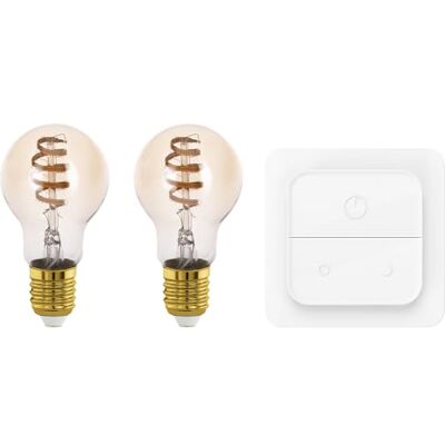 EGLO connect.z Smart-Home LED Vintage-glödlampa, set med 2 E27-glödlampor med strömbrytare, matt, ZigBee, app och röststyrning Alexa, dimbar, varmvit-kallvit, 806 lumen, 7 watt, bärnstensfärgad EGLO connect.z Smart-Home LED Vintage-glödlampa, set med 2 E27-glödlampor med strömbrytare, matt, ZigBee, app och röststyrning Alexa, dimbar, varmvit-kallvit, 806 lumen, 7 watt, bärnstensfärgad