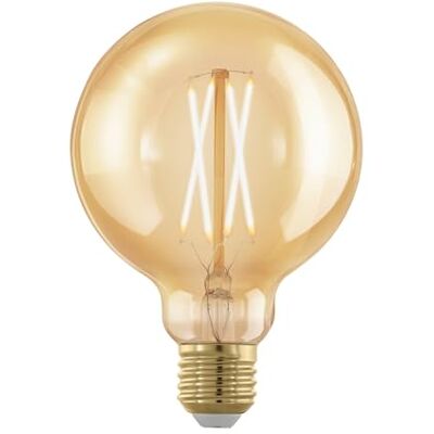 EGLO LED E27 dimbar, gyllene vintage glödlampa, LED-glob för retrobelysning, 4 watt (motsvarande 30 watt), 320 lumen, E27 LED varm vit, 1700 Kelvin, LED-lampa, Edison glödlampa G95, Ø 9,5 cm EGLO LED E27 dimbar, gyllene vintage glödlampa, LED-glob för retrobelysning, 4 watt (motsvarande 30 watt), 320 lumen, E27 LED varm vit, 1700 Kelvin, LED-lampa, Edison glödlampa G95, Ø 9,5 cm