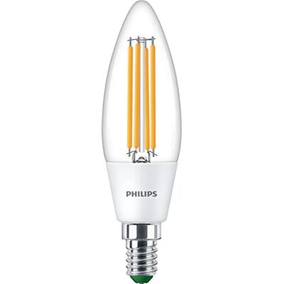 Philips LED Classic Ultraefficient 2-pack, 40W, B35, E14, 3000 Kelvin, Klart Glas Philips LED Classic Ultraefficient 2-pack, 40W, B35, E14, 3000 Kelvin, Klart Glas