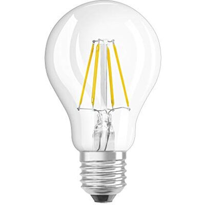 OSRAM LED Star Classic A lampa, LED – kolvformad lampa med E27-sockel, icke-dimbar, ersätter 40 watt, glödtrådstil klar, varm vit – 2700 Kelvin, 1-pack OSRAM LED Star Classic A lampa, LED – kolvformad lampa med E27-sockel, icke-dimbar, ersätter 40 watt, glödtrådstil klar, varm vit – 2700 Kelvin, 1-pack
