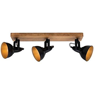 BRILONER – Taklampa vintage vridbar, träbas, E14-fattning, max. 25 watt, taklampa, lampa, vardagsrum, sovrum, kök, takstrålkastare, 50 x 11 x 15,7 cm, svart-guld BRILONER – Taklampa vintage vridbar, träbas, E14-fattning, max. 25 watt, taklampa, lampa, vardagsrum, sovrum, kök, takstrålkastare, 50 x 11 x 15,7 cm, svart-guld