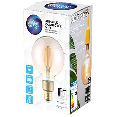NITYAM Ansluten LED-lampa glödlampa 6 W G95 E27 bas gul NITYAM Ansluten LED-lampa glödlampa 6 W G95 E27 bas gul