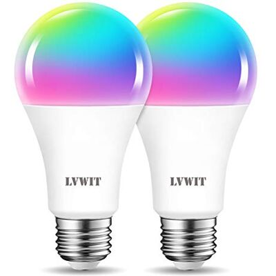 LVWIT E27 WiFi smart LED-glödlampa, 12 W repace 100 watt, 1521 Lm, kompatibel med Alexa, Echo och Google Assistant, Dimmed TUYA Smart APP, 2-pack LVWIT E27 WiFi smart LED-glödlampa, 12 W repace 100 watt, 1521 Lm, kompatibel med Alexa, Echo och Google Assistant, Dimmed TUYA Smart APP, 2-pack