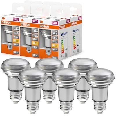 OSRAM LED-stjärna R63 LED-lampa för E27-bas, reflektorlampa, GL, 210 lumen, varm vit (2700K), ersättning för konventionella 40W-glödlampor, inte dimbar, 6-pack OSRAM LED-stjärna R63 LED-lampa för E27-bas, reflektorlampa, GL, 210 lumen, varm vit (2700K), ersättning för konventionella 40W-glödlampor, inte dimbar, 6-pack
