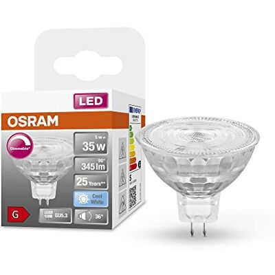 OSRAM Superstar reflektorlampa, GU5.3-bas, klart glas,Kallvitt (4000K), 345 Lumen, ersätter 35W-belysningsmaterial dimbar, 1-Pack OSRAM Superstar reflektorlampa, GU5.3-bas, klart glas,Kallvitt (4000K), 345 Lumen, ersätter 35W-belysningsmaterial dimbar, 1-Pack