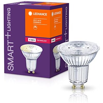 LEDVANCE Smart LED-lampa med ZigBee-teknik, GU10-bas, klart glas,Varmt vitt (2700K), 350 Lumen, ersätter 50W-belysningsmaterial smart dimbar, 4-Pack LEDVANCE Smart LED-lampa med ZigBee-teknik, GU10-bas, klart glas,Varmt vitt (2700K), 350 Lumen, ersätter 50W-belysningsmaterial smart dimbar, 4-Pack