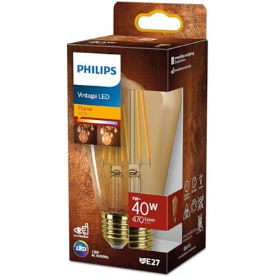 Philips LED Vintage Classic, Bärnstensfärgad (Amber), ST64, 40W, 1800K, E27, Ej dimbar Philips LED Vintage Classic, Bärnstensfärgad (Amber), ST64, 40W, 1800K, E27, Ej dimbar