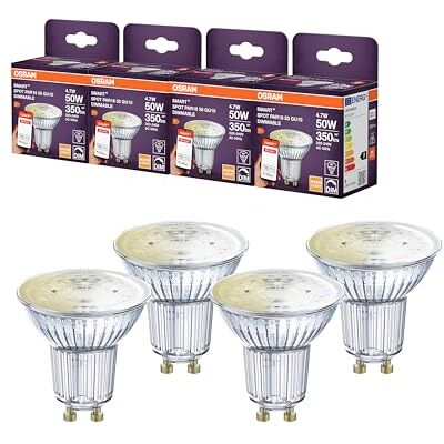 OSRAM SMART Zigbee PAR16-reflektor transparent blyfritt glas, 4,7 W, dimbar med GU10-bas, IP20-skydd, för privat och professionell användning, 4-pack OSRAM SMART Zigbee PAR16-reflektor transparent blyfritt glas, 4,7 W, dimbar med GU10-bas, IP20-skydd, för privat och professionell användning, 4-pack