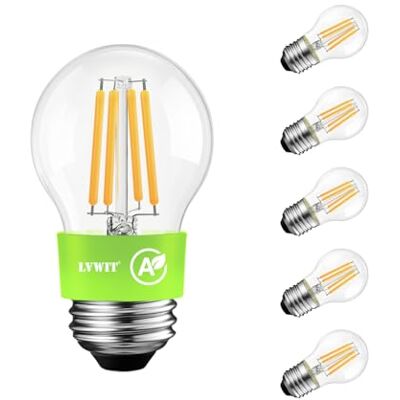 LVWIT Glödlampa E27 varmvit klass A, 2,2 W G45 glödlampa, motsvarande halogenlampor 40 W, stor sockel 470 lm, golfglödlampor 2 700 K, set med 6, icke-dimbar LVWIT Glödlampa E27 varmvit klass A, 2,2 W G45 glödlampa, motsvarande halogenlampor 40 W, stor sockel 470 lm, golfglödlampor 2 700 K, set med 6, icke-dimbar