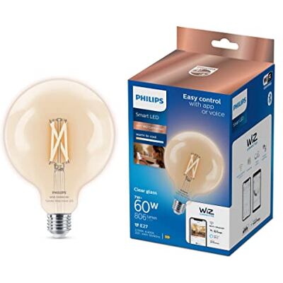 Philips Smart LED Globe Filament Smart LED-belysning Varmt till kallt vitt ljus E27-60W Transparent Wi-Fi Philips Smart LED Globe Filament Smart LED-belysning Varmt till kallt vitt ljus E27-60W Transparent Wi-Fi