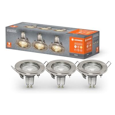 LEDVANCE Takbelysning med GU10 lampa, SET X3 RECESS DOWNLIGHT GU10 3X 2.6W 2700K Brushed Nickel, 1 förpackning LEDVANCE Takbelysning med GU10 lampa, SET X3 RECESS DOWNLIGHT GU10 3X 2.6W 2700K Brushed Nickel, 1 förpackning