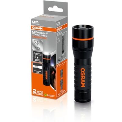 OSRAM LEDinspect TORCH 450 ESSENTIAL, zoomfunktion, 450 lm ljusstyrka, 6500K, 3 ljuslägen, LED-inspektionslampa OSRAM LEDinspect TORCH 450 ESSENTIAL, zoomfunktion, 450 lm ljusstyrka, 6500K, 3 ljuslägen, LED-inspektionslampa
