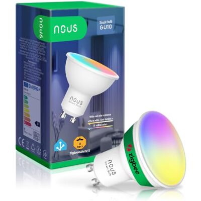 NOUS P8Z ZigBee GU10 RGB smart glödlampa, 420 lm, 4,9 W, 16 miljoner färger, justerbar vit 2700-6 500 K, ZigBee 3.0, Alexa och Google Home, Hub krävs NOUS P8Z ZigBee GU10 RGB smart glödlampa, 420 lm, 4,9 W, 16 miljoner färger, justerbar vit 2700-6 500 K, ZigBee 3.0, Alexa och Google Home, Hub krävs