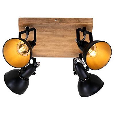 BRILONER Leuchten Spotlight, retro taklampa, vintage taklampa, kan roteras och vridas, 4 x E14, max. 25 watt, metall och trä, svart och guld, 280 x 280 x 157 mm (L x B x A) BRILONER Leuchten Spotlight, retro taklampa, vintage taklampa, kan roteras och vridas, 4 x E14, max. 25 watt, metall och trä, svart och guld, 280 x 280 x 157 mm (L x B x A)