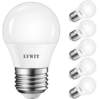LVWIT 6-pack E27 LED-glödlampa, 5 W motsvarar 40 W, G45 golfbollslampor 2 700 K varmvit, 470 lm, icke-dimbar LVWIT 6-pack E27 LED-glödlampa, 5 W motsvarar 40 W, G45 golfbollslampor 2 700 K varmvit, 470 lm, icke-dimbar