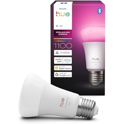Philips Smart LED A60 ljuskälla, White and color ambiance, E27-sockel, 8,1W, Fullspektrumljus 1000K-20000K, 1100 lumen, Dimbar, Fungerar med Alexa, Google Assistant och Apple Home, 1-pack RGB ansluten glödlampa, E27, 8,1W, dimbar upp till 0,2 %, Bluetoo Philips Smart LED A60 ljuskälla, White and color ambiance, E27-sockel, 8,1W, Fullspektrumljus 1000K-20000K, 1100 lumen, Dimbar, Fungerar med Alexa, Google Assistant och Apple Home, 1-pack RGB ansluten glödlampa, E27, 8,1W, dimbar upp till 0,2 %, Bluetoo