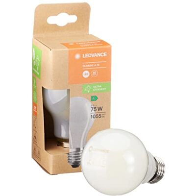 LEDVANCE LED energisparlampa, frostat glödlampa, E27, varmvitt (3000K), 5 watt, ersätter 75W glödlampa, högeffektiv och energisparande, förpackning med 6 LEDVANCE LED energisparlampa, frostat glödlampa, E27, varmvitt (3000K), 5 watt, ersätter 75W glödlampa, högeffektiv och energisparande, förpackning med 6