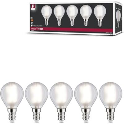 Paulmann 29098 Filament 230 V LED-klotlampa E14 5-pack 5x4,8 W 5x470 lm 45 mm Matt Glas 4000 K Paulmann 29098 Filament 230 V LED-klotlampa E14 5-pack 5x4,8 W 5x470 lm 45 mm Matt Glas 4000 K