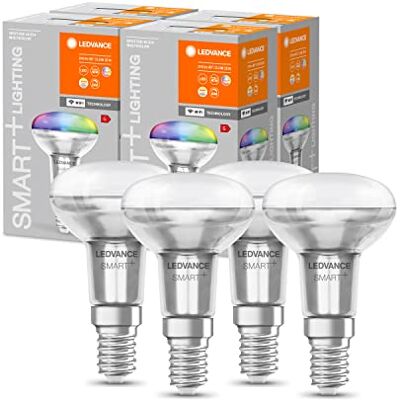 LEDVANCE Smart LED R50 spot bulb med Wifi teknik, E14, RGB färger och ljusfärg som kan ändras, reflektorLampor som ersättning för 40W glödlampor, kontrollerbar med Alexa, Google & App, 4-pack LEDVANCE Smart LED R50 spot bulb med Wifi teknik, E14, RGB färger och ljusfärg som kan ändras, reflektorLampor som ersättning för 40W glödlampor, kontrollerbar med Alexa, Google & App, 4-pack