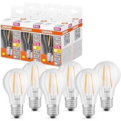 OSRAM SUPERSTAR+ CLASSIC A FIL 25 LED-lampa, E27, glödlampsform, 2,2W, 300lm, 2700K, varmvitt ljus, kraftigt reducerad blå komponent, låg ögonbelastning, dimbar, låg energiförbrukning OSRAM SUPERSTAR+ CLASSIC A FIL 25 LED-lampa, E27, glödlampsform, 2,2W, 300lm, 2700K, varmvitt ljus, kraftigt reducerad blå komponent, låg ögonbelastning, dimbar, låg energiförbrukning