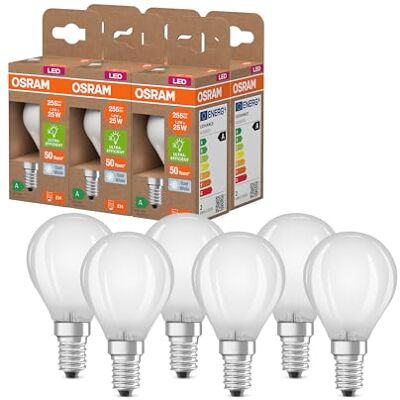 OSRAM LED-lampa i klassisk miniballform, med dekorativ LED-tråd i frostad design, energieffektivitetsklass A, E14, 1,2 W, 255 lm, 4000 K, kallvit. Utan uppvärmning, 6-pack OSRAM LED-lampa i klassisk miniballform, med dekorativ LED-tråd i frostad design, energieffektivitetsklass A, E14, 1,2 W, 255 lm, 4000 K, kallvit. Utan uppvärmning, 6-pack