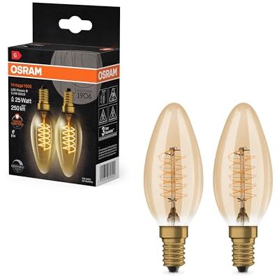OSRAM Vintage 1906 LED CLASSIC A,B,P SLIM FILAMENT DIMMABLE 3.4W 822 Gold E14 OSRAM Vintage 1906 LED CLASSIC A,B,P SLIM FILAMENT DIMMABLE 3.4W 822 Gold E14