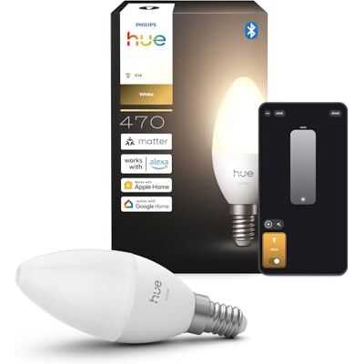Philips Smart LED-lampa Kronljus, B39, E14, 1-pack, Varmvitt Ljus 2 700 K, 470 lm, Låg Dimring, Alexa, Google Home, Apple Home Philips Smart LED-lampa Kronljus, B39, E14, 1-pack, Varmvitt Ljus 2 700 K, 470 lm, Låg Dimring, Alexa, Google Home, Apple Home