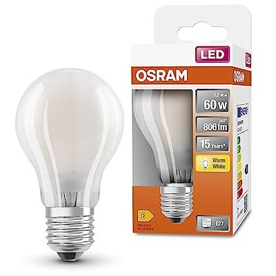 OSRAM LED-stjärna Classic A60 LED-lampa för E27-uttag, päronform, mattglas, 806 lumen, varm vit (2700K), ersättning för konventionella 60W glödlampor, inte dimbar, 1-pack OSRAM LED-stjärna Classic A60 LED-lampa för E27-uttag, päronform, mattglas, 806 lumen, varm vit (2700K), ersättning för konventionella 60W glödlampor, inte dimbar, 1-pack